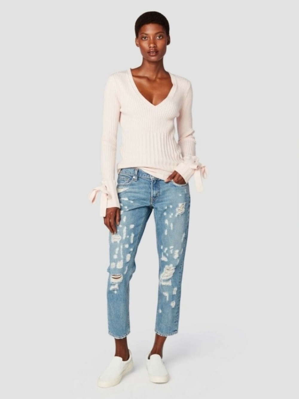 Derek Lam 10 Crosby | Women’s Light Blue Distressed Mila Mid-Rise Jeans Size 25